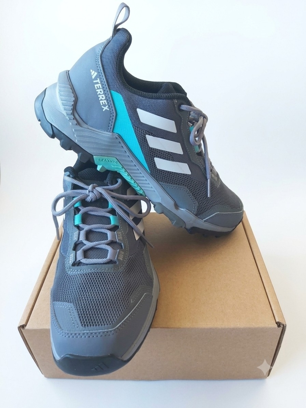 Adidas Terrex Trail Running Shoes - Grey with Teal Accents Size 7
